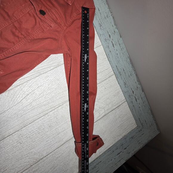 Eddie Bauer Denim Jean Jacket MED Biker Grunge Trucker Punk Retro Rock 80s Rust - Picture 10 of 13